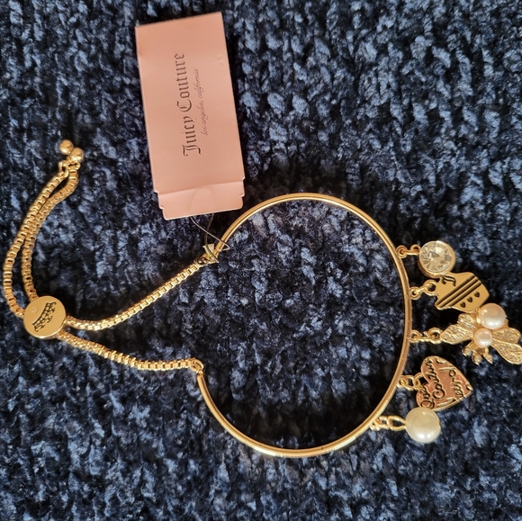 JUICY COUTURE Rose Gold Bangle Charm Bracelet - Heart Bee NWT - Picture 2 of 7
